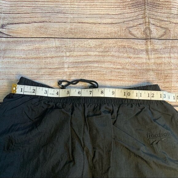 90s Vintage Reebok Black Swishy Pants Size Medium - Picture 9 of 14